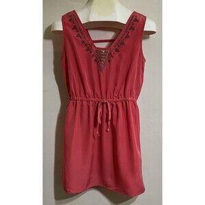 Pink Dress Romper, Rhinestone Embellishment BOHO tribal southwestern Spring Y